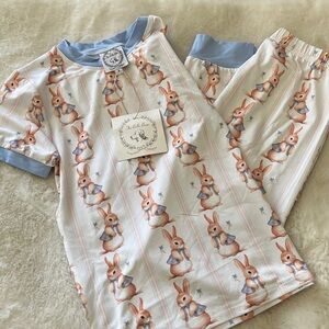 New! The Bella Bean Bunny Pajama Set Easter Spring Size 8 NWT